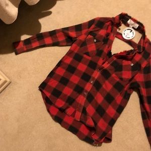 Brand new with tags  small Plaid cut out top